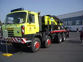 This TATRA T 815 recovery truck has dual rear wheels (12 wheels in all) but is still categorized as an 8x8