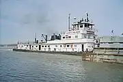 Towboat Hugh C. Blaske upbound in Portland Canal on Ohio River (1 of 2), Louisville, Kentucky, USA, 1999