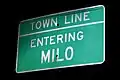 Street sign designating Milo