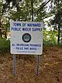 Town of Maynard Water Supply Sign at White Pond in Stow, Massachusetts