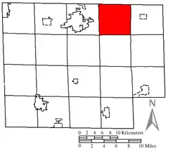 Location of Townsend Township in Huron County