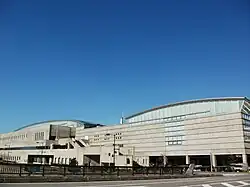 Outdoor view of the Toyama City Gymnasium sporting arena in Toyama city