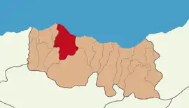 Map showing Akçaabat District in Trabzon Province