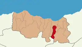 Map showing Köprübaşı District in Trabzon Province