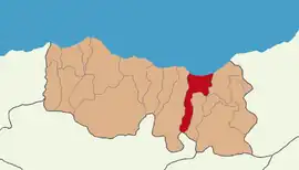 Map showing Sürmene District in Trabzon Province