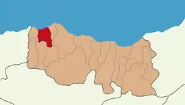 Map showing Vakfıkebir District in Trabzon Province