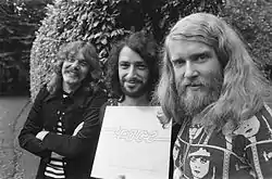 The band in 1974. From left to right: Jaap van Eik, Pierre van der Linden & Rick van der Linden