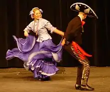 Mexicans dancing jarabe tapatío in Guadalajara, Mexico.