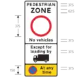 No vehicles allowed in pedestrian zone except for lorries during the period with no waiting at any time