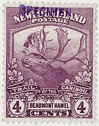 Postage stamp which mentions Beaumont Hamel.