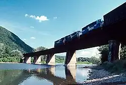 Train crossing the Susquehanna River from North Towanda Township into Wysox Township