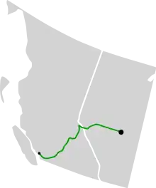 Trans Mountain pipeline route from Edmonton to Burnaby