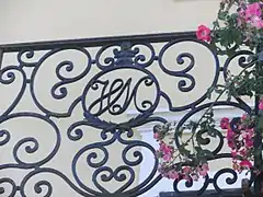 Prince Hugo Windischgraetz's and Princess Christiane Auersperg's monogram on the balcony