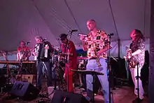 The band TriBeCeStan performing at the 2015 Hillside Festival