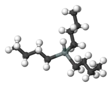 Ball and stick model of tributyltin