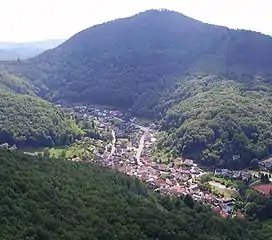 View from Trifels Castle over Bindersbach to the Rehberg