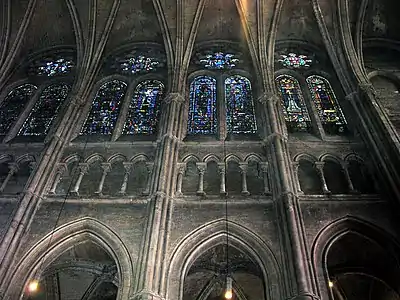 The three levels of the Chartres Cathedral  interior