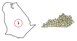 Location of Bedford in Trimble County, Kentucky.