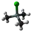 Ball-and-stick model of the trimethylsilyl chloride molecule