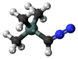 Ball-and-stick model of the trimethylsilyldiazomethane molecule