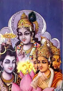 Image 15Shiva (left), Vishnu (middle), and Brahma (right) (from Hindu deities)