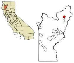 Location of Coffee Creek in Trinity County, California.