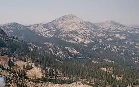 Aerial photo of Trinity Mountain surrounded in smoke