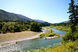 a river flowing through a valley