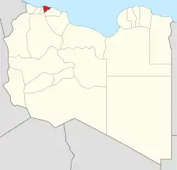 Map of Libya with Tripoli district highlighted