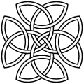 Cross composed of four interlaced triquetras.