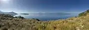 Trizonia island, Gulf of Corinth and the coast of Peloponnese on the south