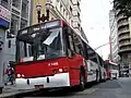 SPTrans Marcopolo/Volvo articulated trolleybus No. 1486.  It originated in 1985 as a CAIO/Volvo trolleybus (No. 8000) but was rebodied in 1997 by Marcopolo. It has since been retired.