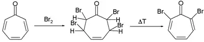 Tropone bromination