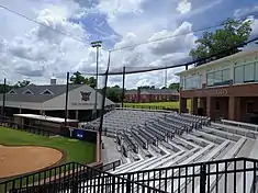 View of The Dodds Center, grandstand, and press box