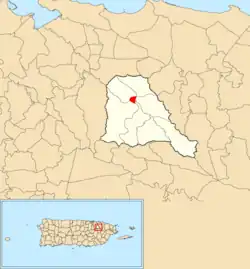 Location of Trujillo Alto barrio-pueblo within the municipality of Trujillo Alto shown in red