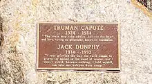 Truman Capote and Jack Dunphy stone at Crooked Pond in the Long Pond Greenbelt in Southampton, New York