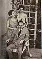 George Fteris (sitting) with his wife Rhea (left) and daughter Elyana