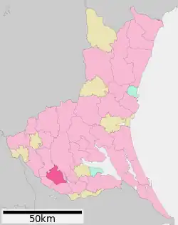 Location of Tsukubamirai in Ibaraki Prefecture