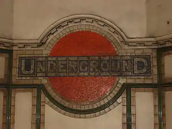 Image 27Early style tube roundel in mosaic at Maida Vale Underground station.