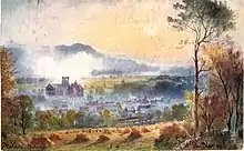 Postcard painting of Melrose morning 1905 by John Blair