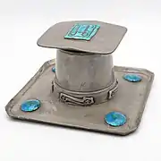 Pewter inkwell with enamel (design 0141)