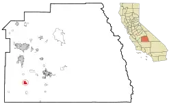 Location in Tulare County and the state of California