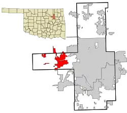 Location within Tulsa County and Oklahoma