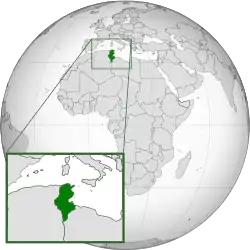 Location of Tunisia in northern Africa