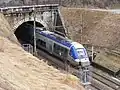 Grenoble bound TER emerging from the South portal of the Cret d'Eau tunnel