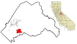 Location in Tuolumne County and the state of California