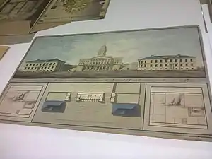 Another of Engel's sketches with accompanying buildings