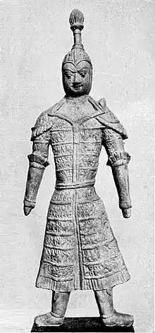 Turk soldier in armour, Shorchuk, 8th century CE.