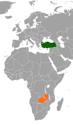 Map indicating locations of Turkey and Zambia