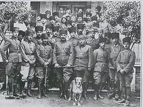 Mirliva Fahrettin Pasha on his first visit to Izmir with Turkish commanders